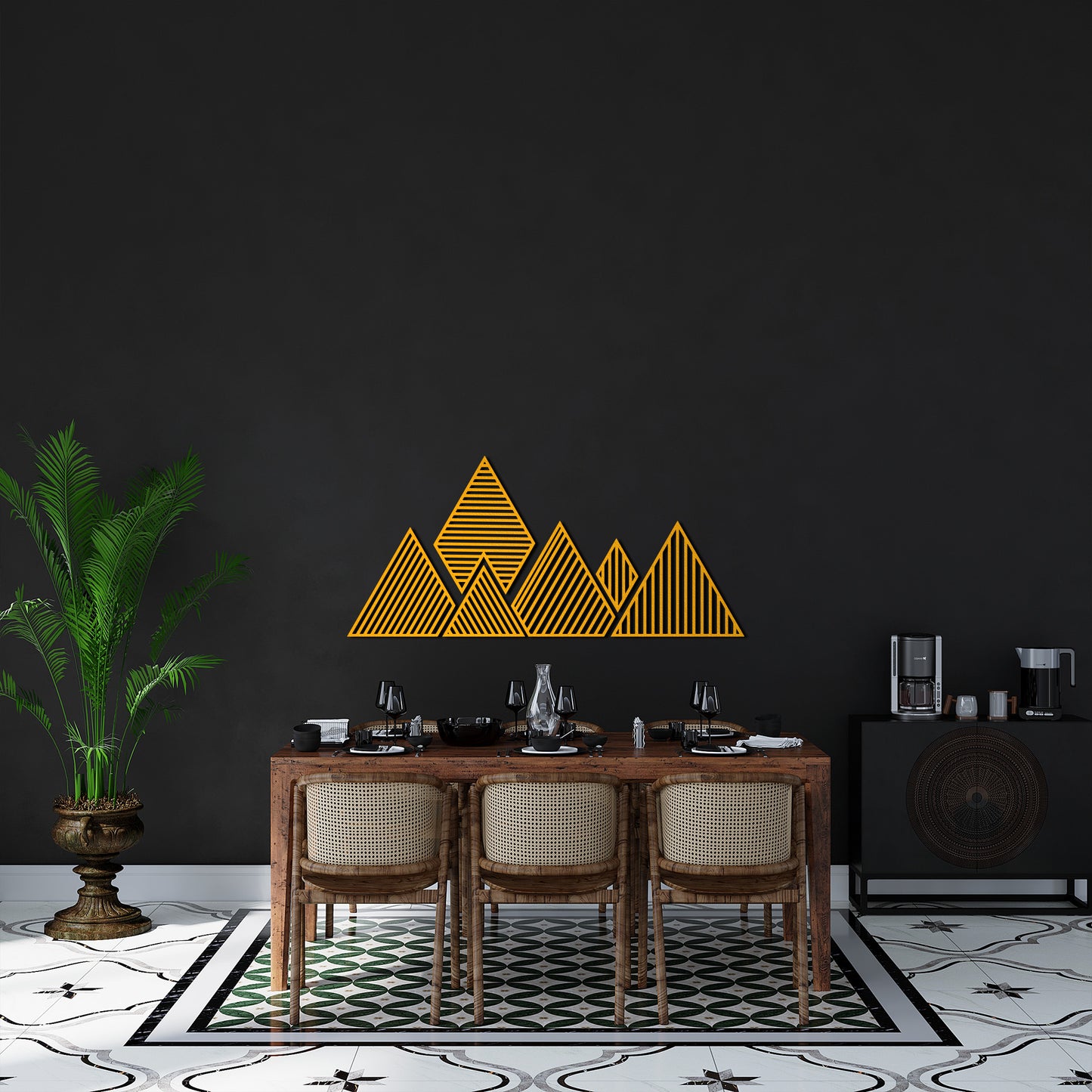 Geometric Mountain Multiple Piece Metal Wall Decor, Mountain Wall Art, Nature Wall Sign, Office Decor, Patio Outdoor Wall Art, House Gift
