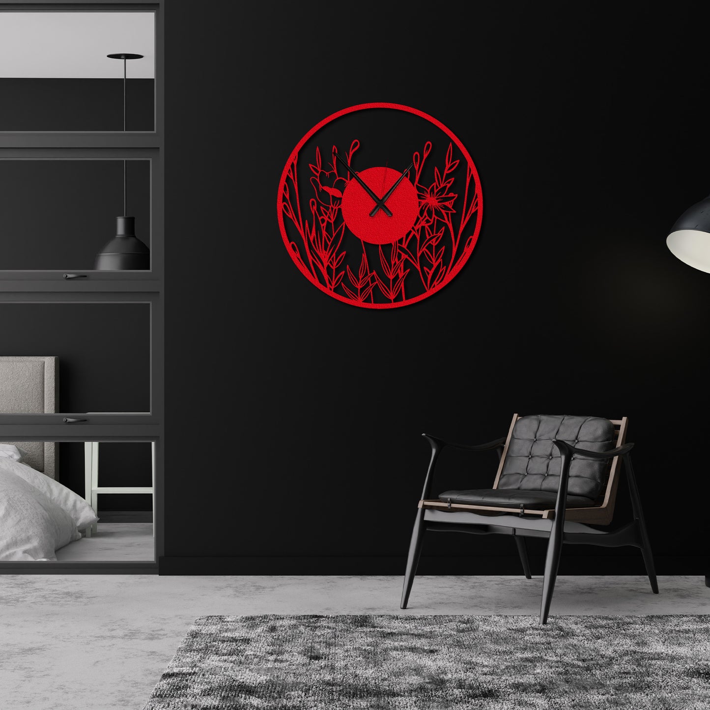 Poppy Flower Metal Wall Clock, Flower Art Design Wall Clock, Modern Minimalist Wall Clock,Silent Cute Wall Clock Gift,Large Livingroom Clock