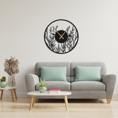 Poppy Flower Metal Wall Clock, Flower Art Design Wall Clock, Modern Minimalist Wall Clock,Silent Cute Wall Clock Gift,Large Livingroom Clock