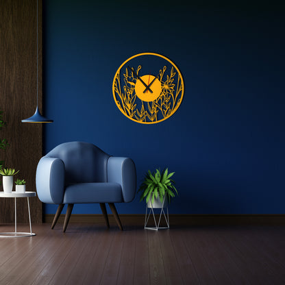 Poppy Flower Metal Wall Clock, Flower Art Design Wall Clock, Modern Minimalist Wall Clock,Silent Cute Wall Clock Gift,Large Livingroom Clock