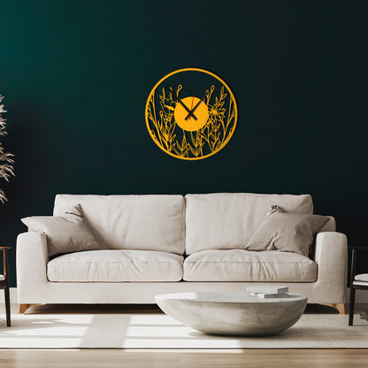 Poppy Flower Metal Wall Clock, Flower Art Design Wall Clock, Modern Minimalist Wall Clock,Silent Cute Wall Clock Gift,Large Livingroom Clock