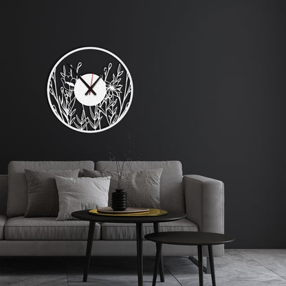 Poppy Flower Metal Wall Clock, Flower Art Design Wall Clock, Modern Minimalist Wall Clock,Silent Cute Wall Clock Gift,Large Livingroom Clock